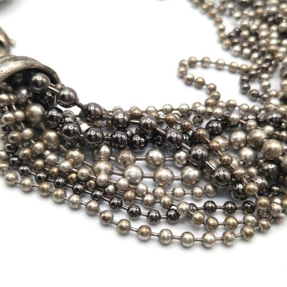 Chico's Silver Tone Metal Beaded Necklace, 12 Layered Strands, 23 Inches - Picture 7 of 9